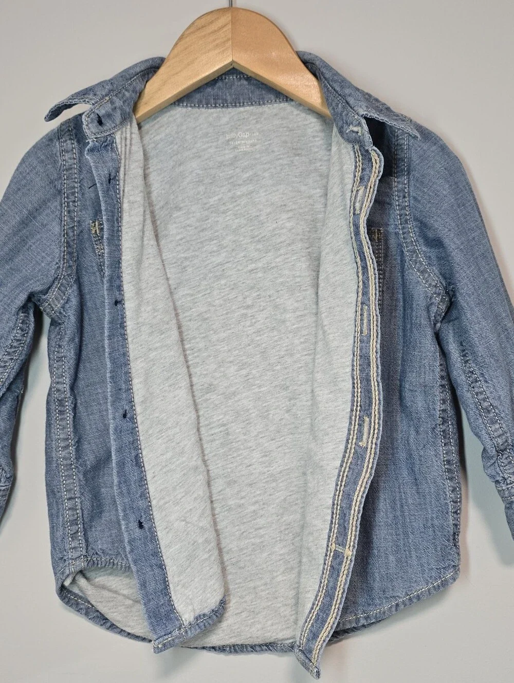 Kids Blue Denim Button-Up Shirt Jacket Fully Lined Soft Cotton.